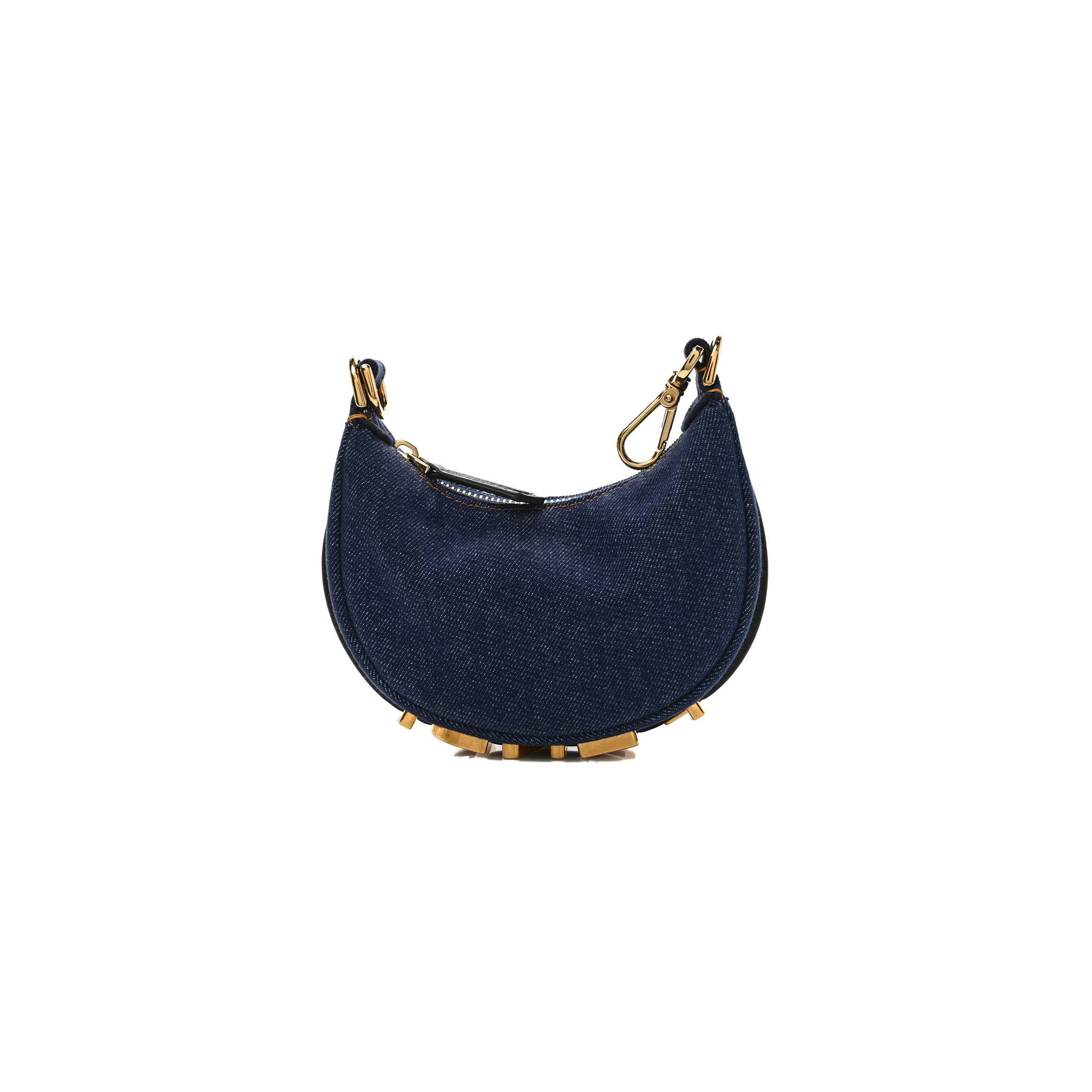 FENDI DENIM SHINY NAPPA NANO FENDIGRAPHY HOBO CHARM BLUE MORO (16*10*5cm) FENDI DENIM SHINY NAPPA NANO FENDIGRAPHY HOBO CHARM BLUE MORO (16*10*5cm)