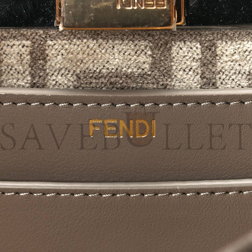 FENDI CHENILLE VITELLO SETA FF SMALL PEEKABOO I SEE U SATCHEL TORTORA NUVOLA (41*29*15cm)