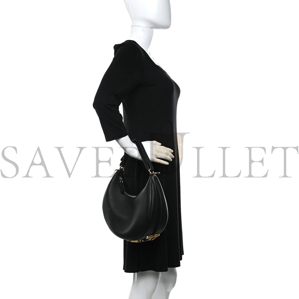 FENDI VITELLO GRACE MATTE SMALL FENDIGRAPHY HOBO BAG BLACK (22*17*10cm) FENDI VITELLO GRACE MATTE SMALL FENDIGRAPHY HOBO BAG BLACK (22*17*10cm)
