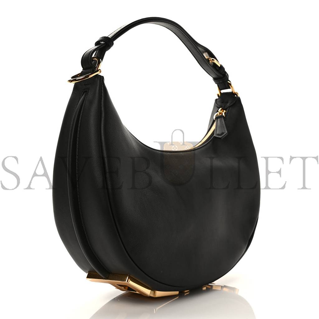 FENDI VITELLO GRACE MATTE SMALL FENDIGRAPHY HOBO BAG BLACK (22*17*10cm) FENDI VITELLO GRACE MATTE SMALL FENDIGRAPHY HOBO BAG BLACK (22*17*10cm)