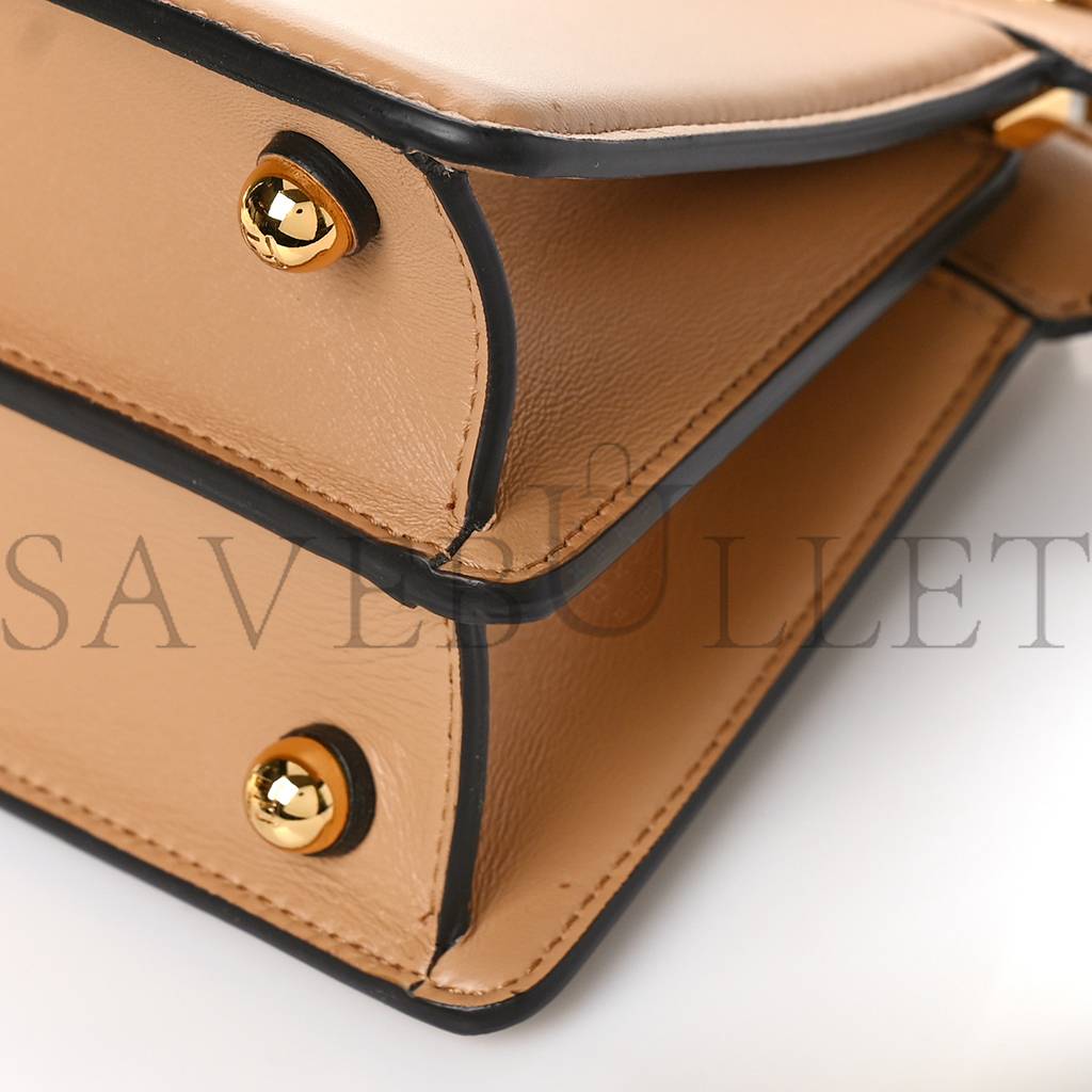 FENDI SHINY NAPPA PETITE PEEKABOO I SEE U SATCHEL MIELE SCURO (20*15*9cm)